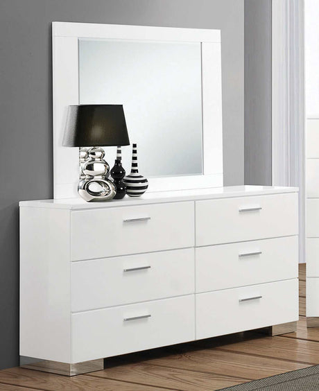 Felicity Glossy White Dresser Mirror - Ornate Home