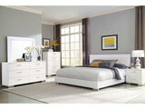 Felicity Glossy White Eastern King Bed 5 Pc Set - Ornate Home