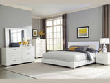 Felicity Glossy White Eastern King Bed 6 Pc Set (LED headboard lighting) - Ornate Home