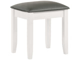 Felicity Glossy White / Metallic Vanity Stool - Ornate Home