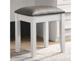 Felicity Glossy White / Metallic Vanity Stool - Ornate Home