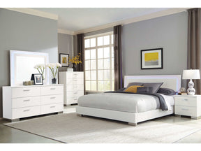 Felicity Glossy White Queen Bed 5 Pc Set - Ornate Home