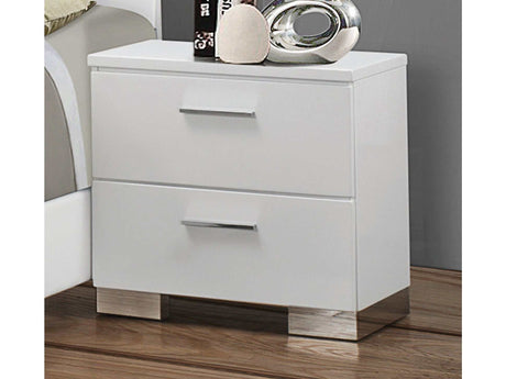 Felicity Glossy white Nightstand - Ornate Home