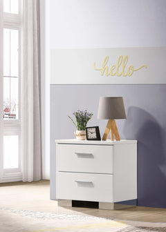 Felicity Glossy White Nightstand - Ornate Home