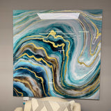 Floating Tempered Glass w / Foil Wall Art - Ornate Home