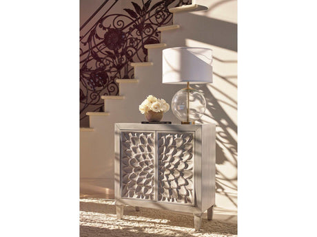 Floral White Accent Cabinet - Ornate Home