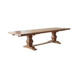 Florence Rustic Honey Double Pedestal Dining Table w/ Two 16-inch Removable Leaves - Ornate Home