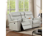 Florine Light Gray Leatherette Power Loveseat - Ornate Home