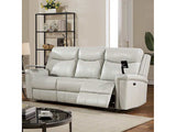 Florine Light Gray Leatherette Power Reclining Sofa - Ornate Home