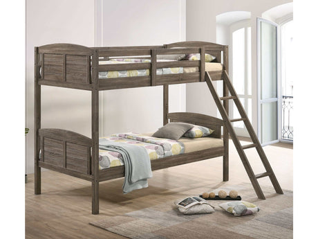 Flynn Weathered Brown Twin / Twin Bunk Bed - Ornate Home