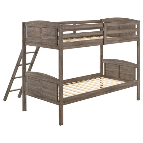 Flynn Weathered Brown Twin / Twin Bunk Bed - Ornate Home