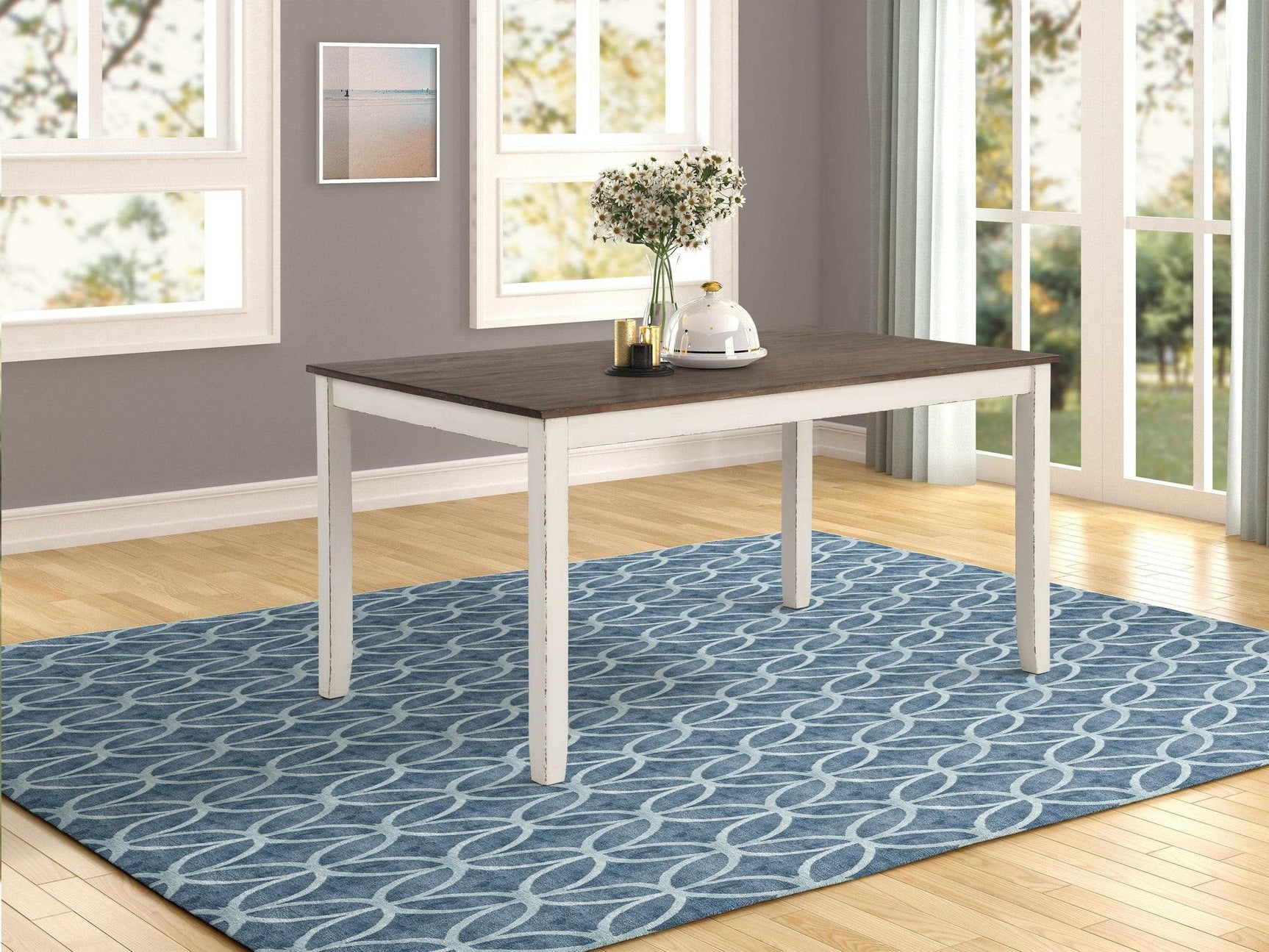 Fortress Chestnut & Vintage White 7pc Dining Set - Ornate Home