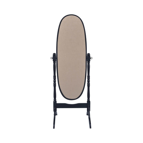 Foyet Black Oval Cheval Mirror - Ornate Home