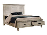 Franco Antique White Eastern King Bed w/ Storage - Ornate Home