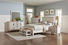 Franco Antique White Eastern King Panel Bed - Ornate Home