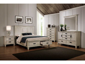 Franco Antique White Queen Bed 4 Pc Set - Ornate Home