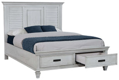 Franco Antique White Queen Bed 5 Pc Set - Ornate Home