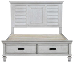 Franco Antique White Queen Bed 5 Pc Set - Ornate Home