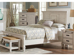 Franco Antique White Queen Panel Bed - Ornate Home