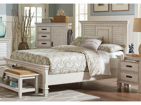 Franco Antique White Queen Panel Bed - Ornate Home