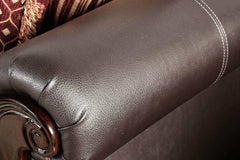 Franklin Burgundy & Espresso Stationary Sofa & Loveseat 2pc - Ornate Home