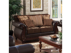 Franklin Dark Brown & Tan Stationary Sofa & Loveseat 2pc - Ornate Home