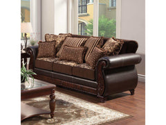 Franklin Dark Brown & Tan Stationary Sofa & Loveseat 2pc - Ornate Home