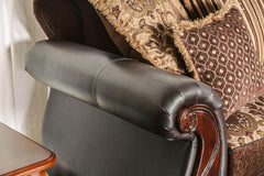 Franklin Dark Brown & Tan Stationary Sofa & Loveseat 2pc - Ornate Home