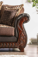 Franklin Dark Brown & Tan Stationary Sofa & Loveseat 2pc - Ornate Home