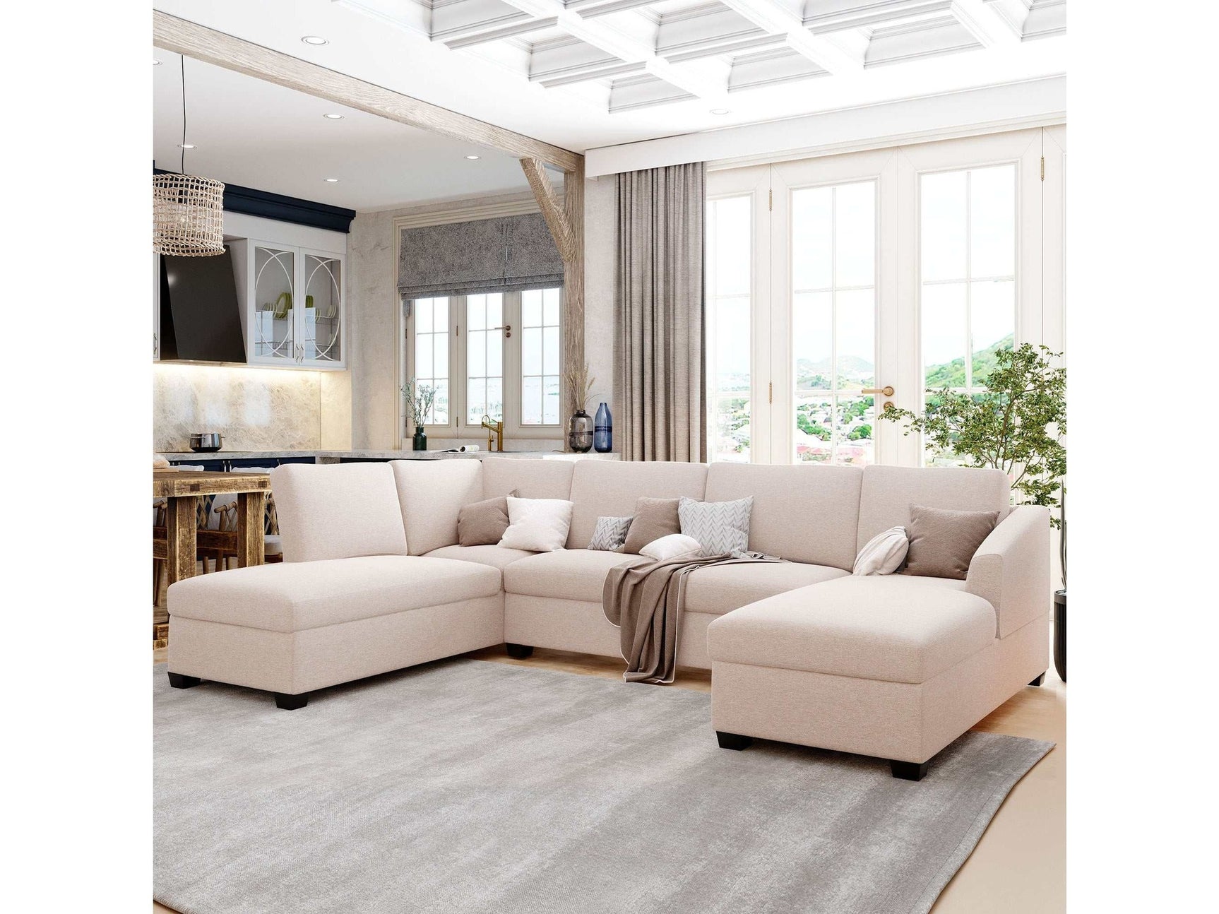 Fremont Modern Sectional Sofa Beige - Ornate Home