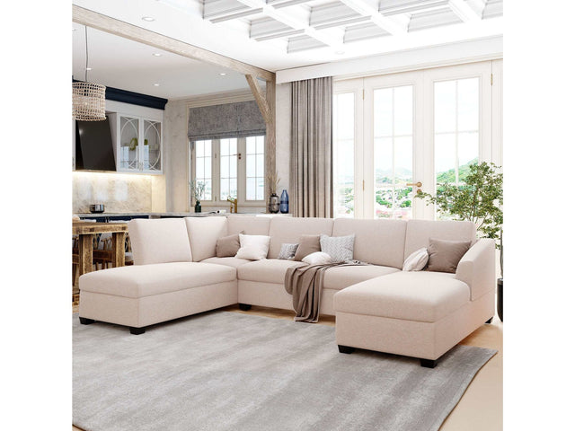 Fremont Modern Sectional Sofa Beige - Ornate Home