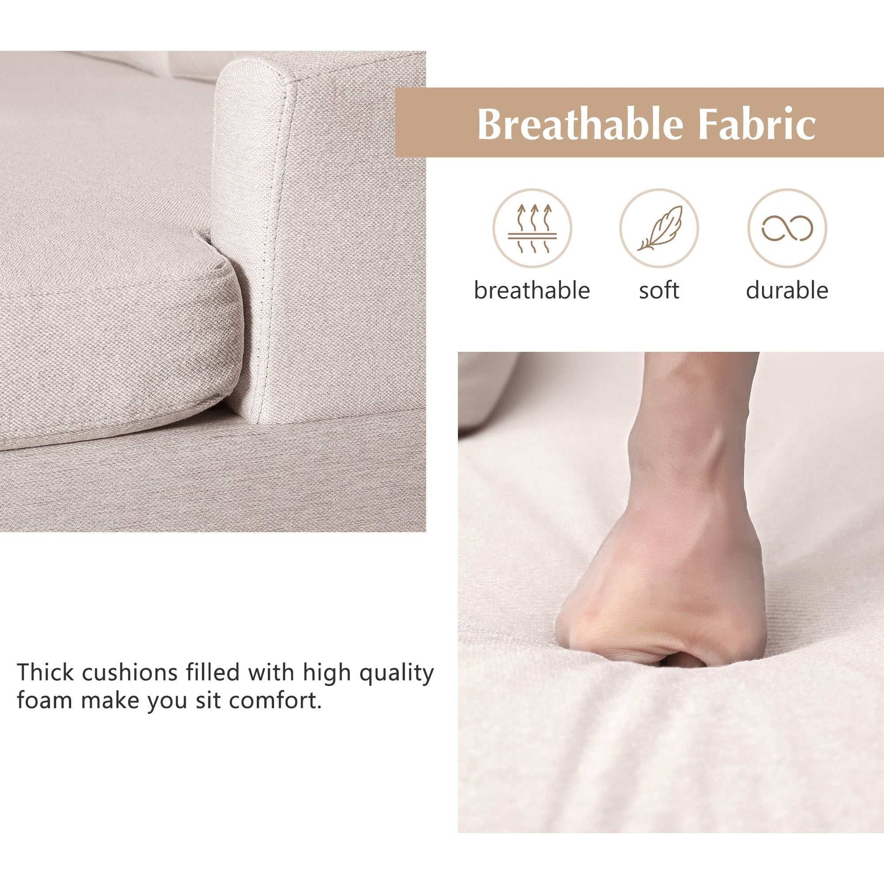 Fremont Modern Sectional Sofa Beige - Ornate Home