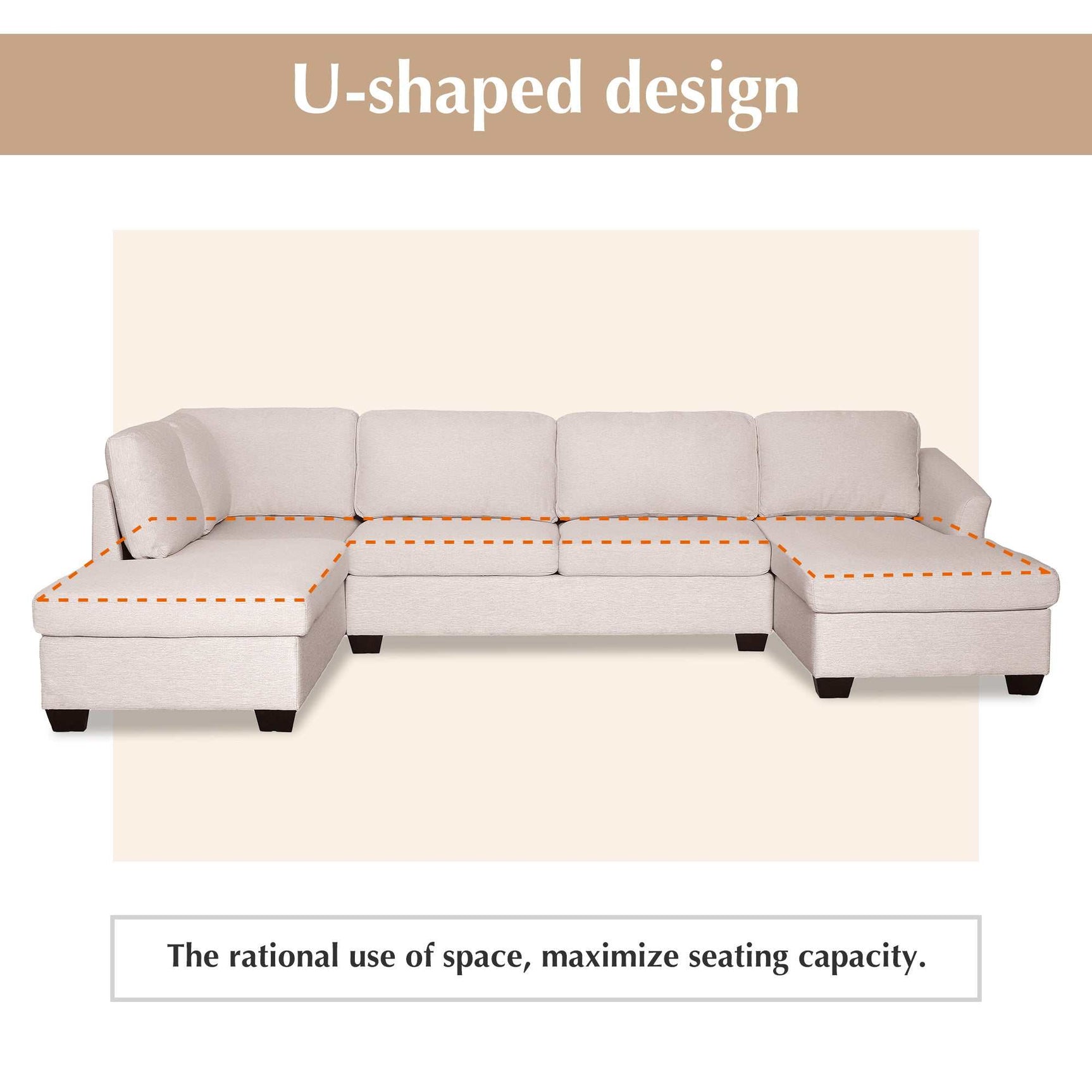 Fremont Modern Sectional Sofa Beige - Ornate Home