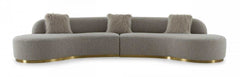 Frontier Glam Grey Fabric Symmetrical Curved Sectional Sofa - Ornate Home