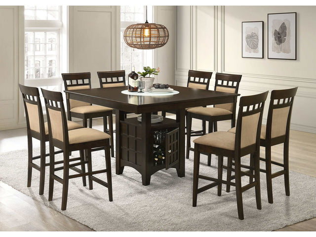 Gabriel Beige / Cappuccino 9 Pc Counter Height Dining Set - Ornate Home