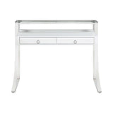 Gemma Glossy White & Chrome 2 Drawer Writing Desk - Ornate Home