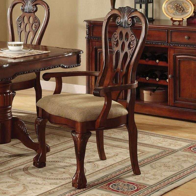 George Town Cherry & Beige Arm Chair (Set of 2) - Ornate Home