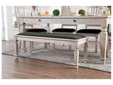 Georgia Antique White/Gray Bench - Ornate Home