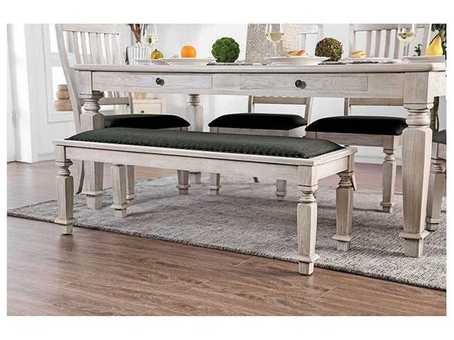 Georgia Antique White/Gray Bench - Ornate Home