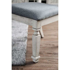 Georgia Antique White/Gray Bench - Ornate Home