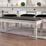 Georgia Antique White/Gray Bench - Ornate Home