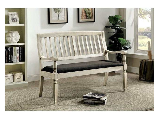 Georgia Antique White/Gray Loveseat Bench - Ornate Home