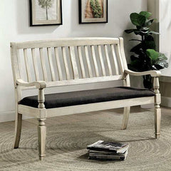 Georgia Antique White/Gray Loveseat Bench - Ornate Home