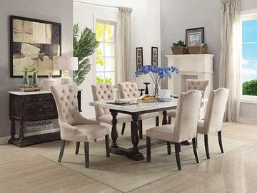 Gerardo Beige & Espresso Side Chair (Set of 2) - Ornate Home