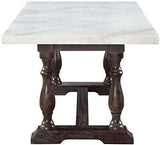 Gerardo White Marble & Weathered Espresso Dining Table - Ornate Home