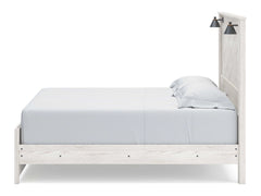 Gerridan White & Gray King Panel Bed Frame w/ Sconce Lights HB - Ornate Home