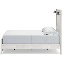 Gerridan White & Gray Queen Panel Bed Frame w/ Sconce Lights HB - Ornate Home