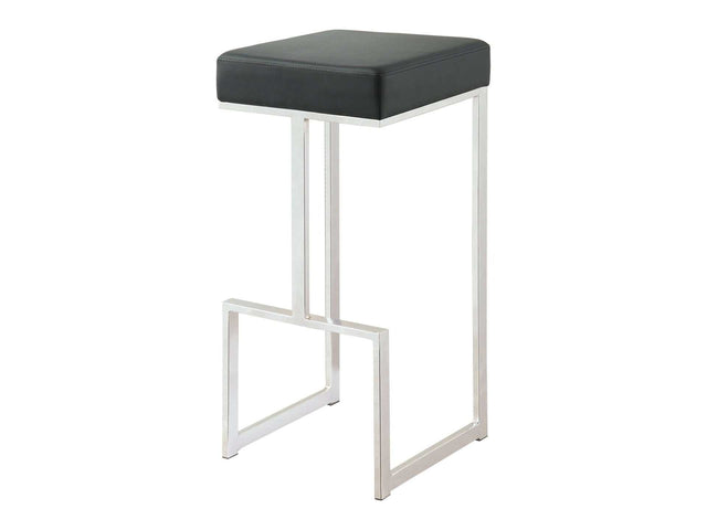 Gervase Black & Chrome Square Bar Stool - Ornate Home