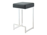 Gervase Black & Chrome Square Counter Height Stool - Ornate Home