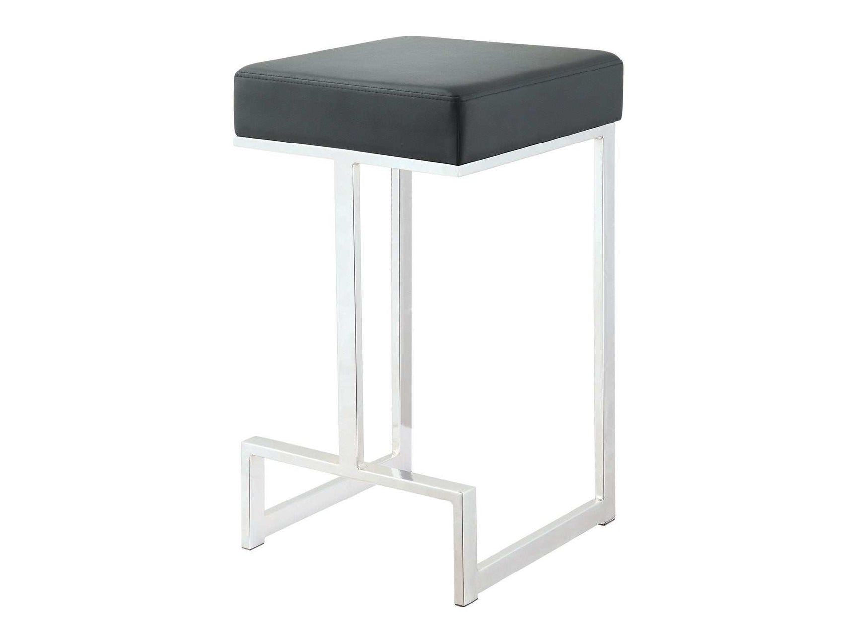 Gervase Black & Chrome Square Counter Height Stool - Ornate Home